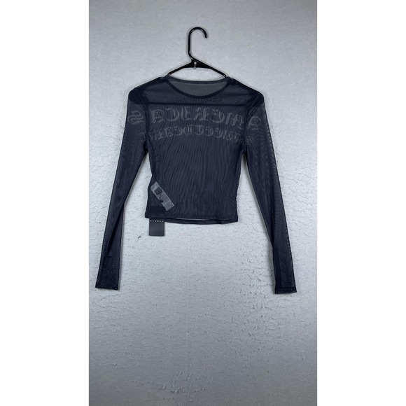 Sumwon Shirt Womens XS Black Mesh America's Sweetheart Sheer Long Sleeve - Picture 7 of 8